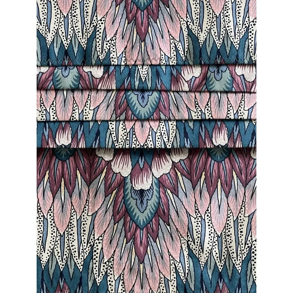 Custom Drapes Valance Kaufmann NEW WORLDS Art Deco Coral Aqua Feather Flame 6pc